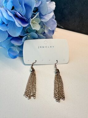 Amazon Gold Tassel Chain Drop Earrings